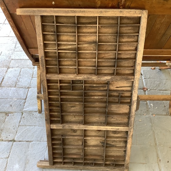 Large Antique Vintage Wood Wooden Printers Tray Drawer - Picture 2 of 7